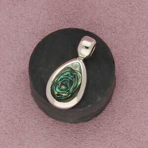 mexico sterling silver abalone tear drop pendant